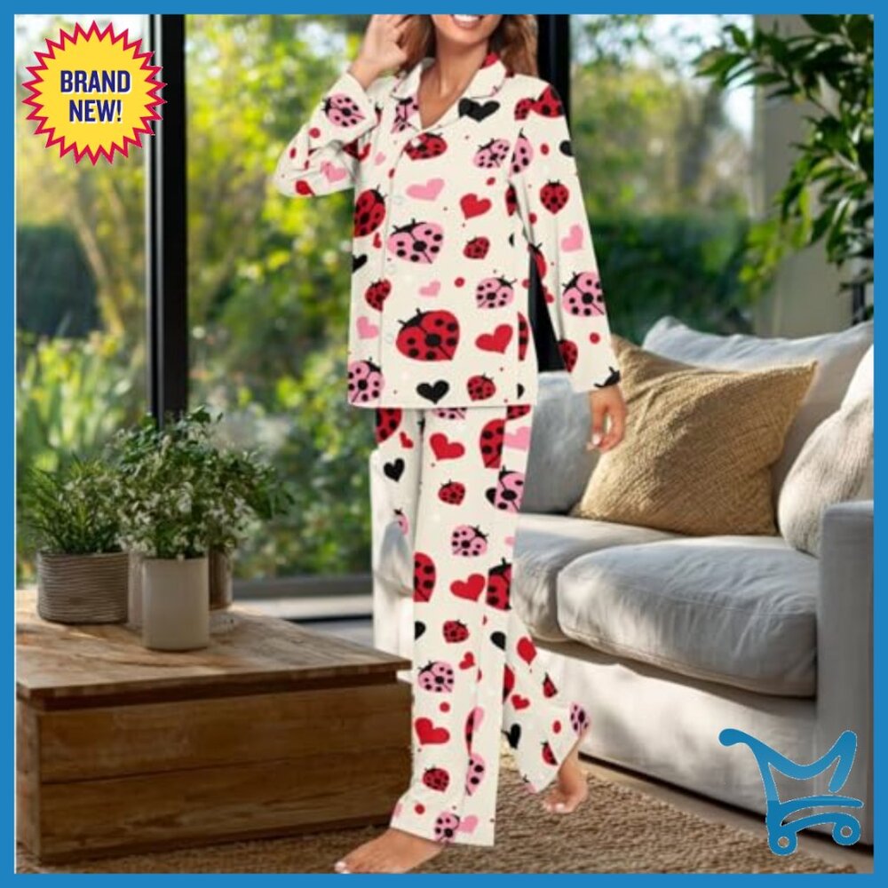 Soft 3-Piece Pajama Set with Bow Hair Band, Long Sleeve V-Neck Top & Pants - Picture 3 of 6